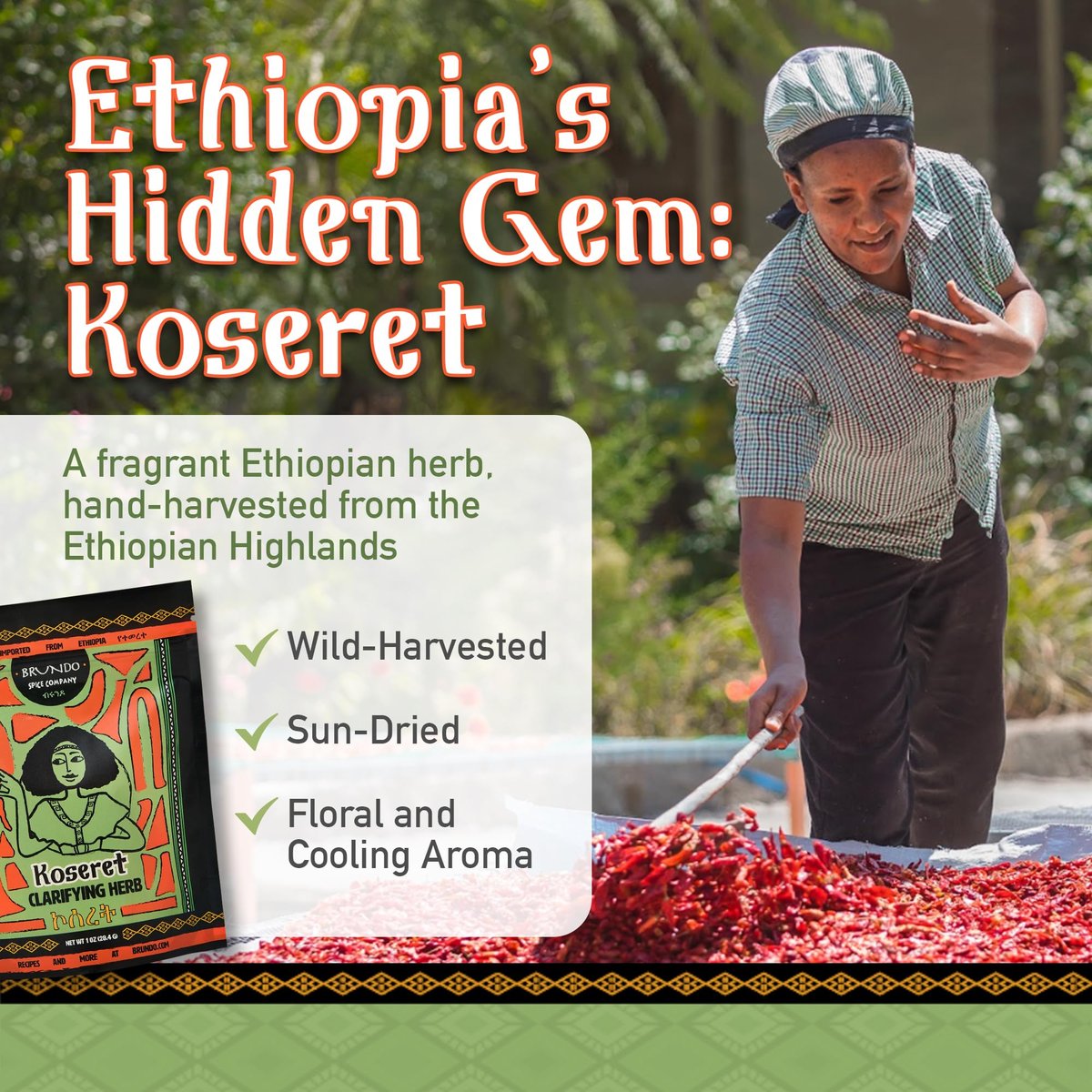 Brundo Market Koseret - Ethiopian Butter Clarifying Herb, Non-GMO & Organic, 2 oz - görsel 3