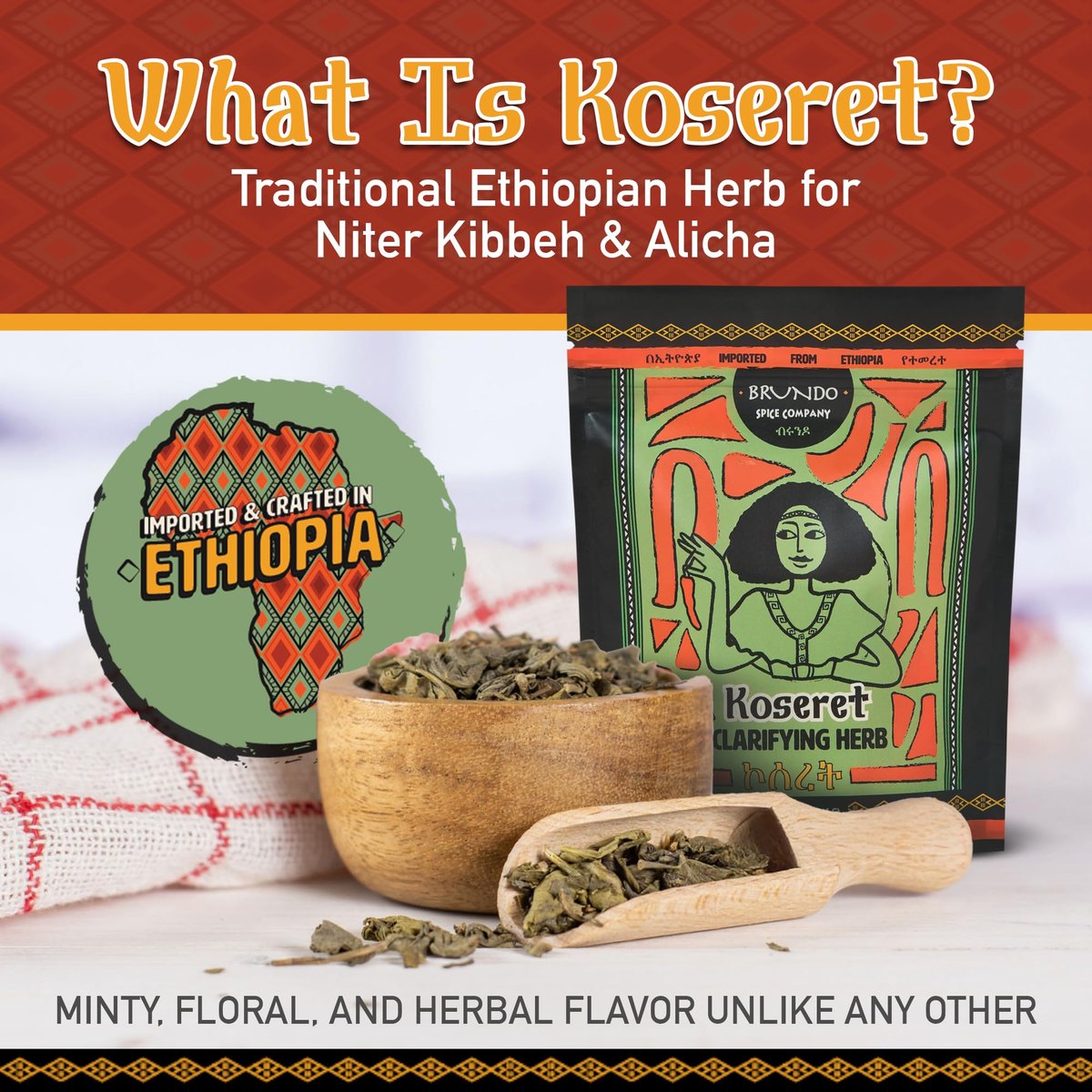 Brundo Market Koseret - Ethiopian Butter Clarifying Herb, Non-GMO & Organic, 2 oz - görsel 9