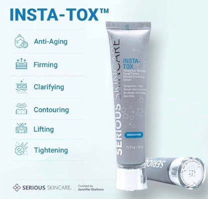 Serious Skincare INSTA-TOX Instant Wrinkle Smoothing Serum - Facial Filler for Lines, Pores & Deep Wrinkles - Temporary Skin Tightener & Face Firming - .75 Fl Oz (2-Pack) Avelisse