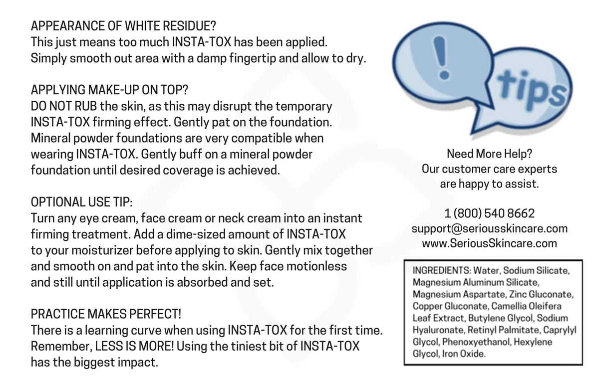 Serious Skincare INSTA-TOX Instant Wrinkle Smoothing Serum - Facial Filler for Lines, Pores & Deep Wrinkles - Temporary Skin Tightener & Face Firming - .75 Fl Oz (2-Pack) Avelisse