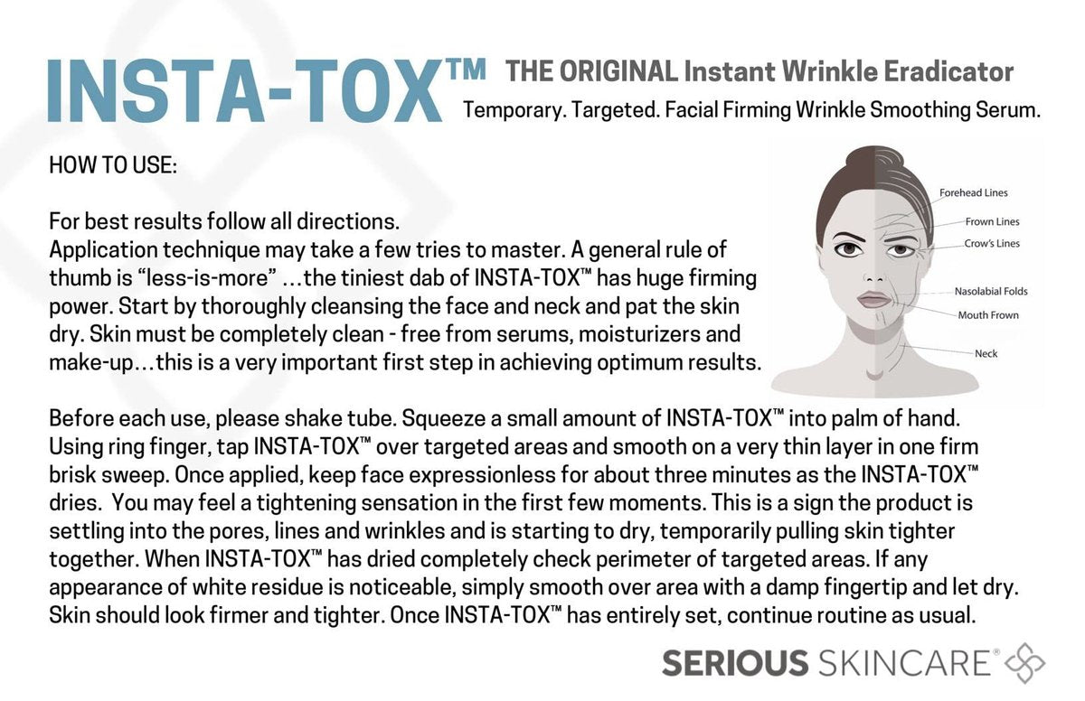 Serious Skincare INSTA-TOX Instant Wrinkle Smoothing Serum - Facial Filler for Lines, Pores & Deep Wrinkles - Temporary Skin Tightener & Face Firming - .75 Fl Oz (2-Pack) Avelisse
