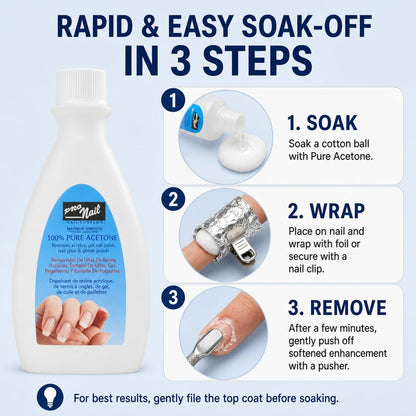 PRONAIL Nail Enhancement Remover - Maximum Strength Solvent for Rapid Soak-Off, 4 oz