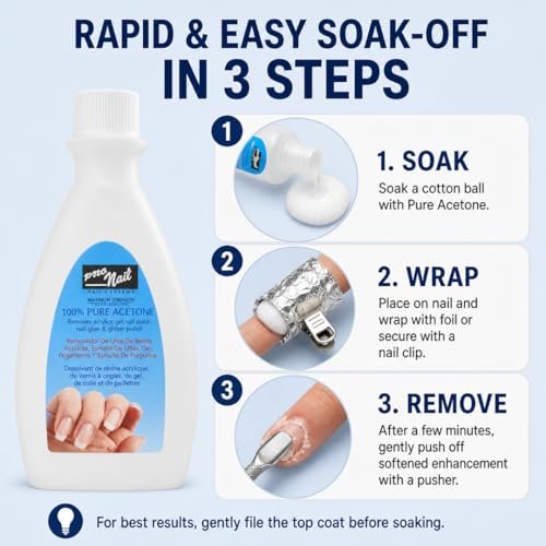 PRONAIL Nail Enhancement Remover - Maximum Strength Solvent for Rapid Soak-Off, 4 oz - görsel 11