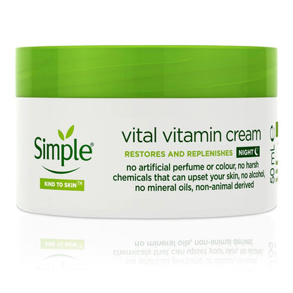 Simple Kind to Skin Vital Vitamin Night Cream - 50ml | Hydrating & Revitalizing