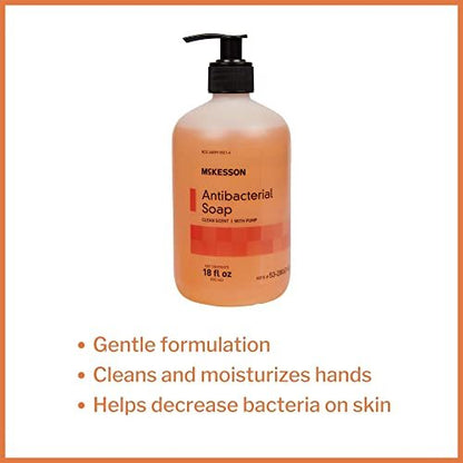McKesson Antibacterial Liquid Hand Soap, 18 oz Pump Bottle, Clean Scent Avelisse