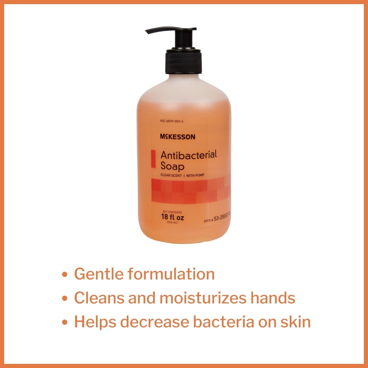 McKesson Antibacterial Liquid Hand Soap, 18 oz Pump Bottle, Clean Scent Avelisse