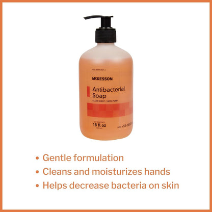 McKesson Antibacterial Liquid Hand Soap, 18 oz Pump Bottle, Clean Scent Avelisse