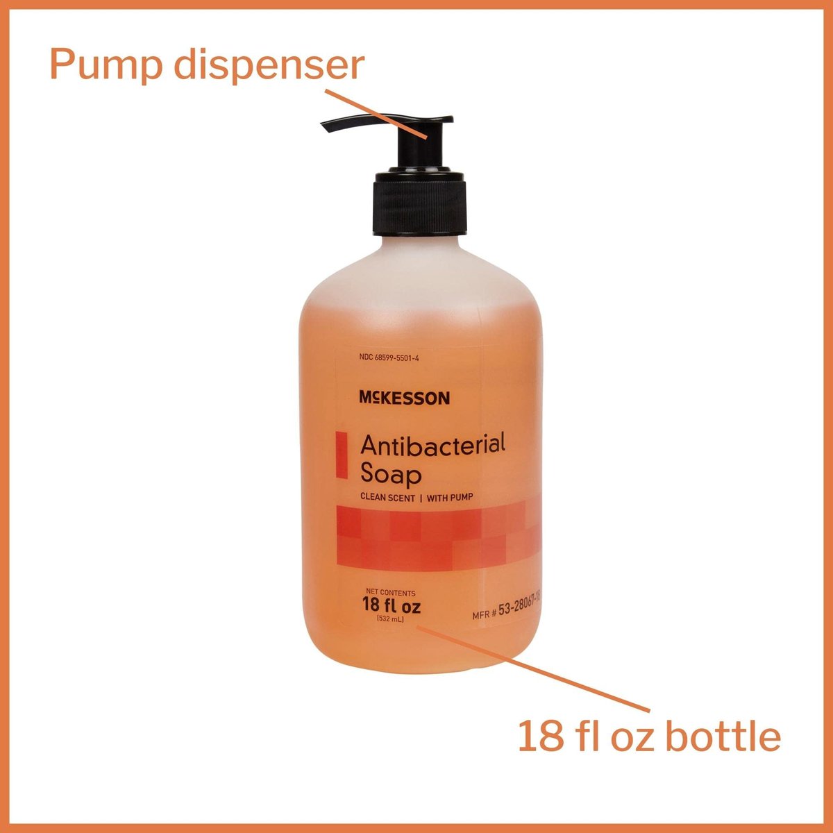 McKesson Antibacterial Liquid Hand Soap, 18 oz Pump Bottle, Clean Scent Avelisse