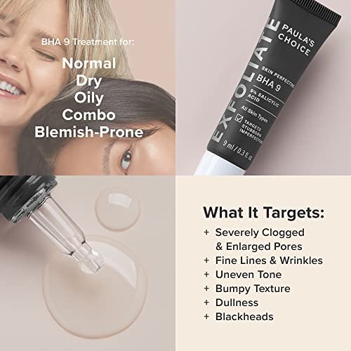 Paula's Choice SKIN PERFECTING BHA 9 Spot Treatment – 9% Salicylic Acid Exfoliant for Blackheads, Large Pores, Wrinkles & Fine Lines, Fragrance-Free, 0.3 Fl Oz Avelisse