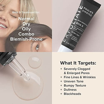 Paula's Choice SKIN PERFECTING BHA 9 Spot Treatment – 9% Salicylic Acid Exfoliant for Blackheads, Large Pores, Wrinkles & Fine Lines, Fragrance-Free, 0.3 Fl Oz Avelisse