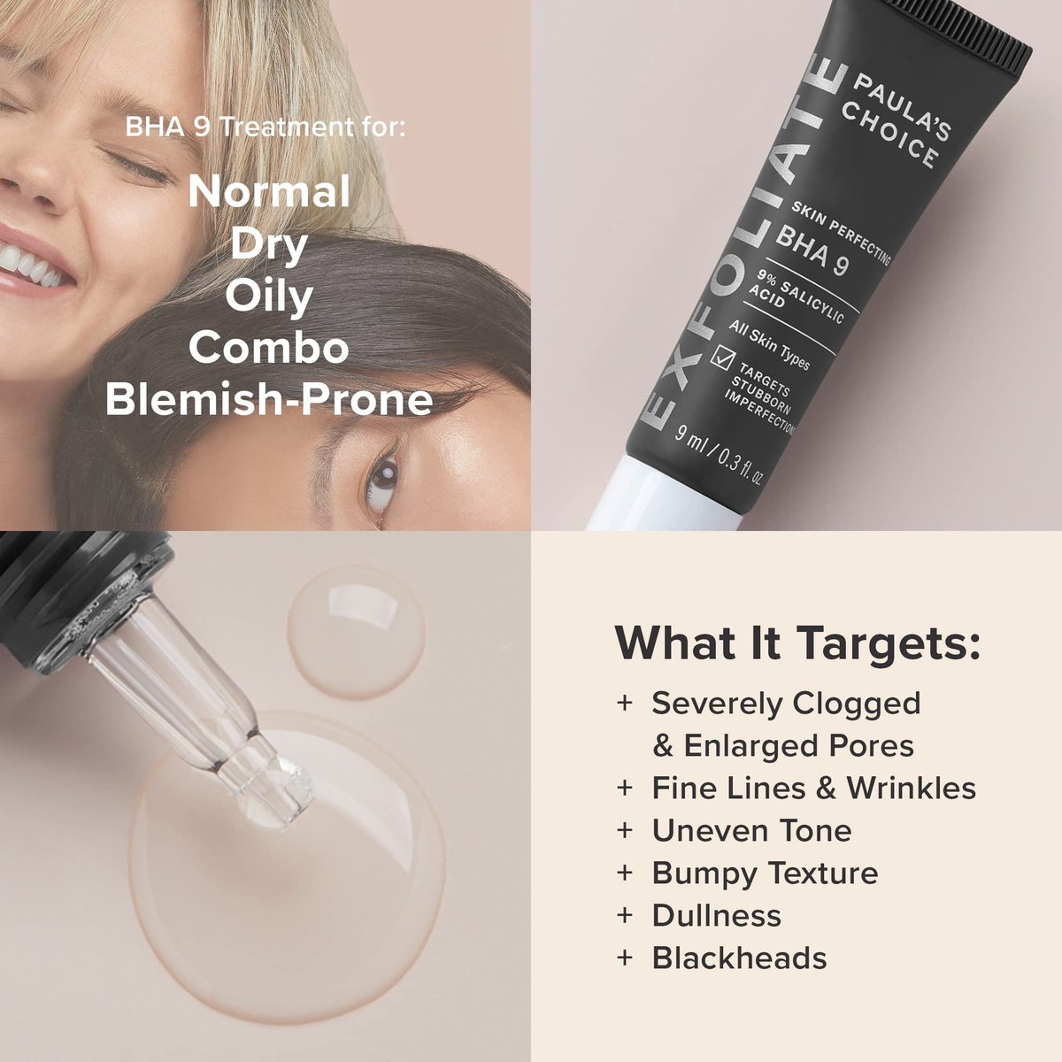 Paula's Choice SKIN PERFECTING BHA 9 Spot Treatment – 9% Salicylic Acid Exfoliant for Blackheads, Large Pores, Wrinkles & Fine Lines, Fragrance-Free, 0.3 Fl Oz Avelisse