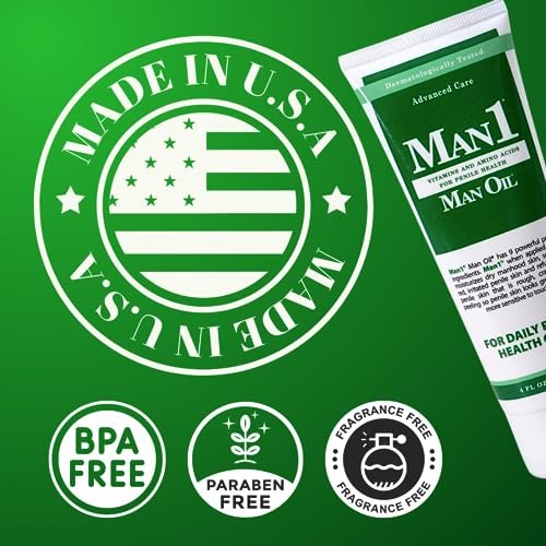 Man1 Man Oil Penile Health Cream - Advanced Care for Dry, Red, Cracked, Discolored, Irritated or Peeling Male Skin - 4 oz Avelisse