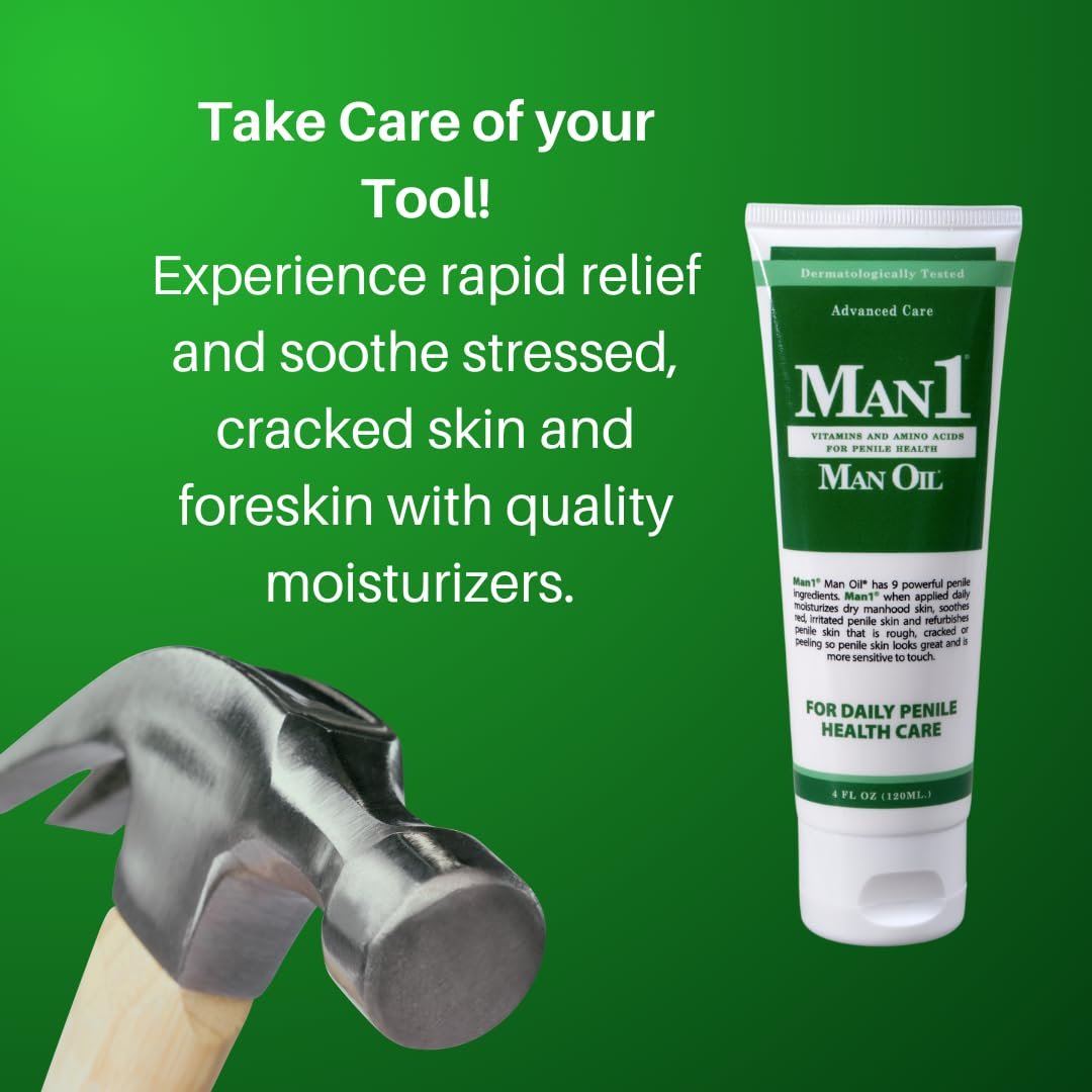 Man1 Man Oil Penile Health Cream - Advanced Care for Dry, Red, Cracked, Discolored, Irritated or Peeling Male Skin - 4 oz Avelisse