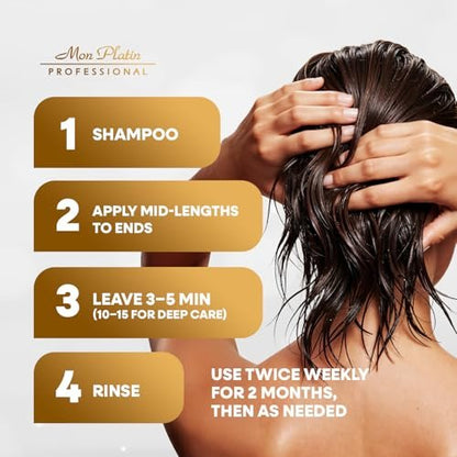 Mon Platin Honey & Olive Oil Hair Mask 500g – Deep Conditioner with Dead Sea Minerals, Royal Jelly & Propolis for Dry, Damaged, Colored, Permed or Split-End Hair