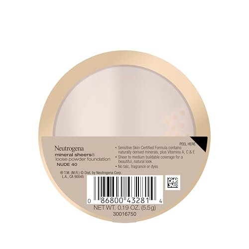 Neutrogena Mineral Sheers Lightweight Loose Powder Foundation - Nude 40, 0.19 oz - Sheer to Medium Buildable Coverage with Vitamins A, C, & E - görsel 16