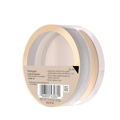 Neutrogena Mineral Sheers Lightweight Loose Powder Foundation - Nude 40, 0.19 oz - Sheer to Medium Buildable Coverage with Vitamins A, C, & E
