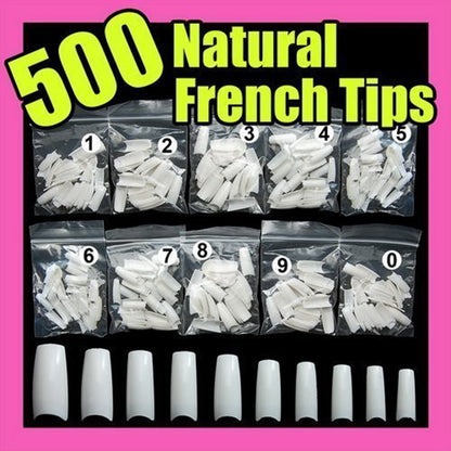 CJESLNA 500pcs French Acrylic False Artificial Nail Art Tips - Full Cover Nail Tips for Manicure