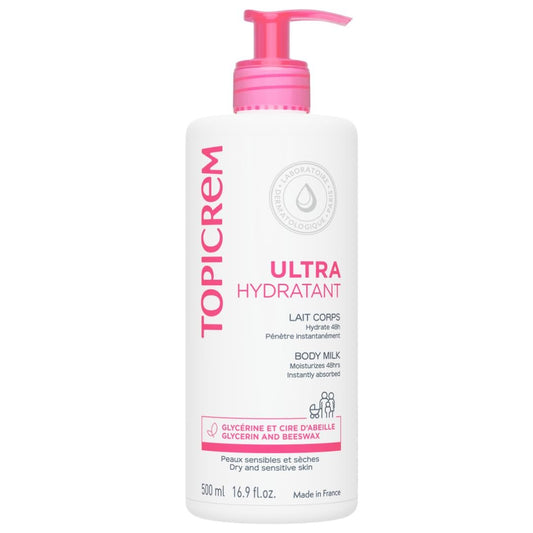 Topicrem Ultra-Moisturising Body Milk – 500 ml, Intense Hydration with Hyaluronic Acid Avelisse