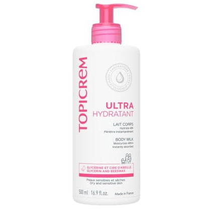 Topicrem Ultra-Moisturising Body Milk – 500 ml, Intense Hydration with Hyaluronic Acid Avelisse