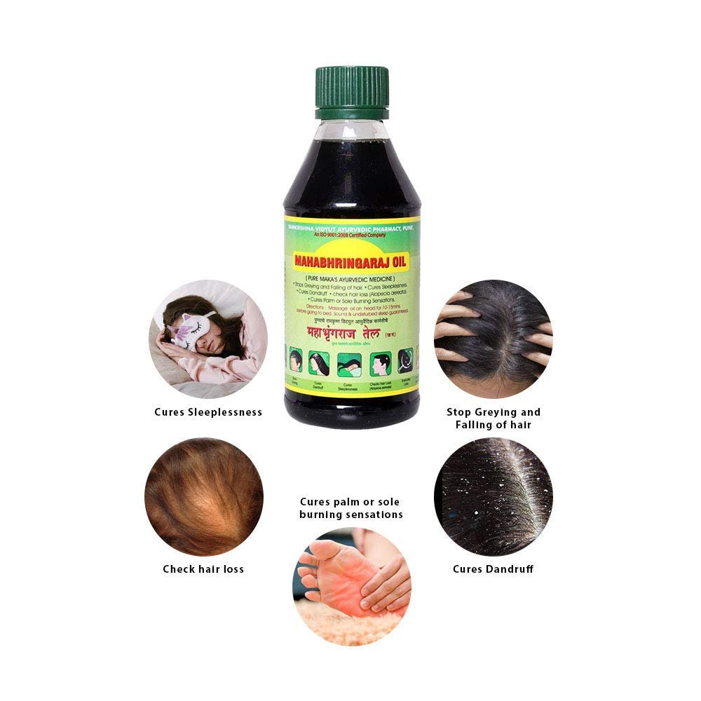 Mahabhringraj Ramakrishna Pharma Scalp Massaging Oil – Ayurvedic Hair Treatment Oil for Dry Scalp & Hair Growth, 200 ml - görsel 5