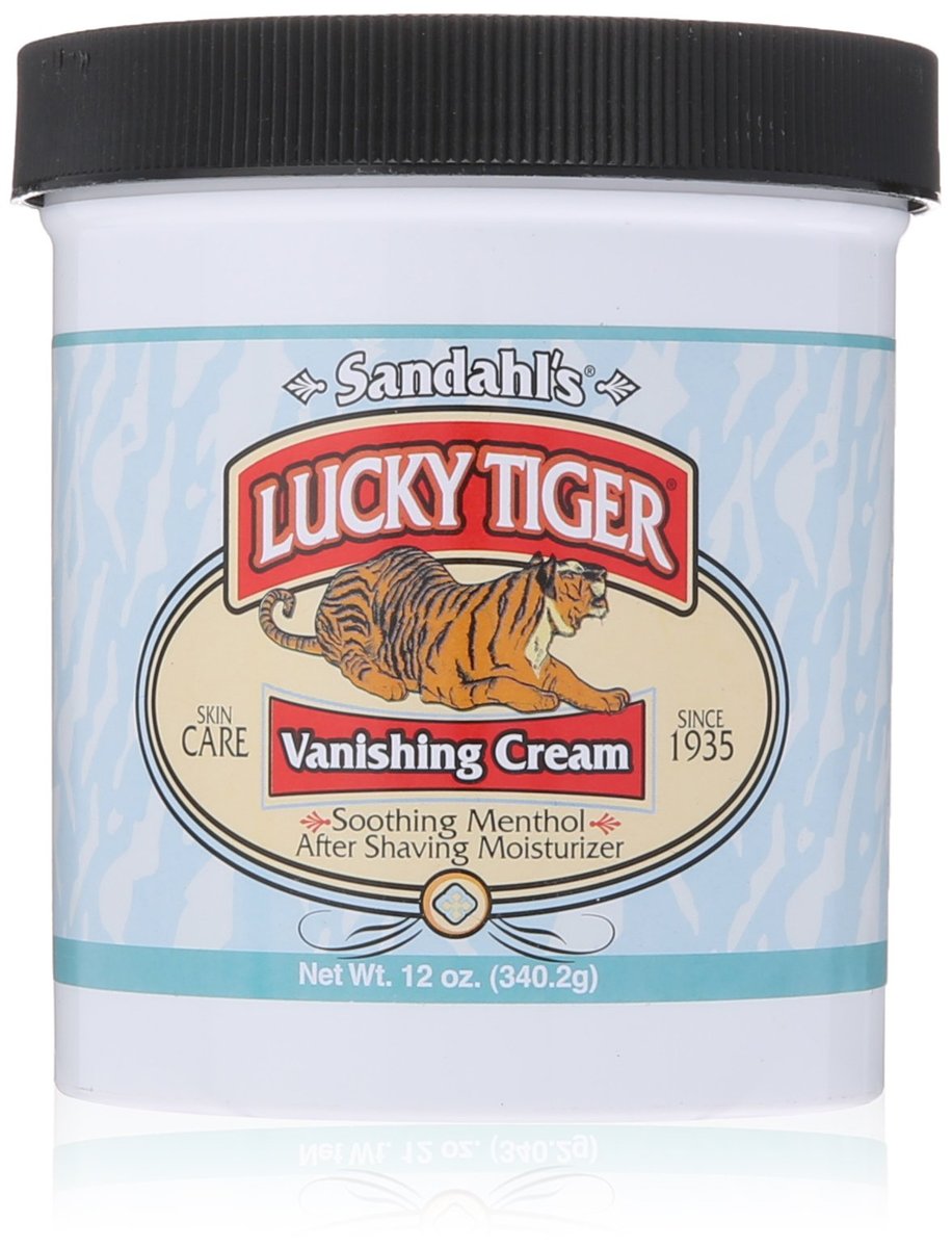 Lucky Tiger Sandahl’s Vanishing Cream (12 oz) – Classic Cooling Aftershave for Men & Face Moisturizer – Soothes Razor Burn & Bumps Avelisse