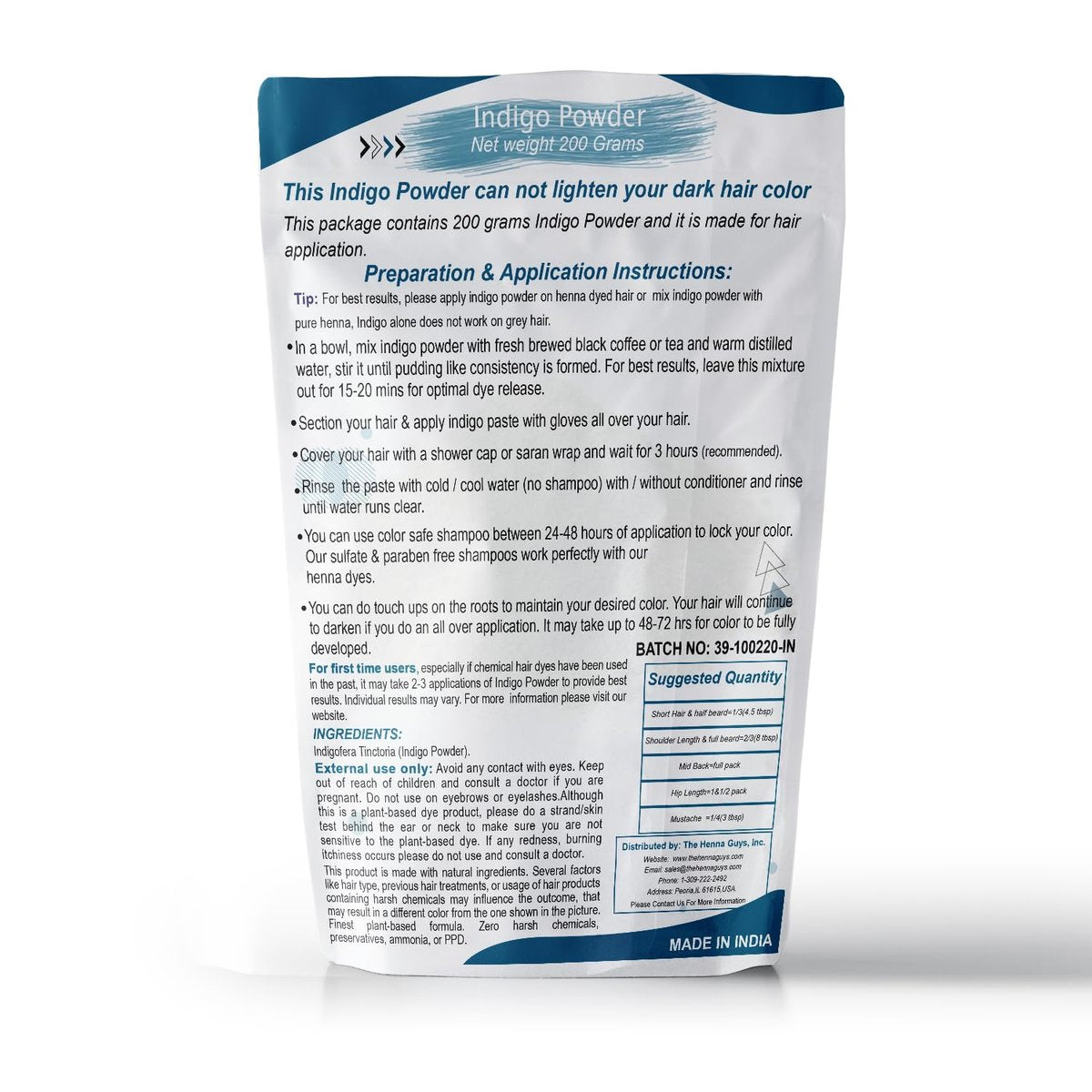 200g Indigo Powder for Hair Dye & Color – The Henna Guys - görsel 14