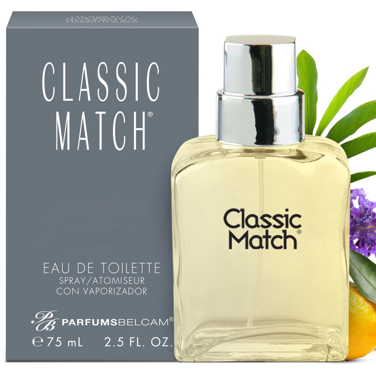 PB ParfumsBelcam Classic Match CM Eau De Toilette Spray for Men - Fresh, Woody, Floral, Long-Lasting Cologne, 2.5 Fl Oz Avelisse