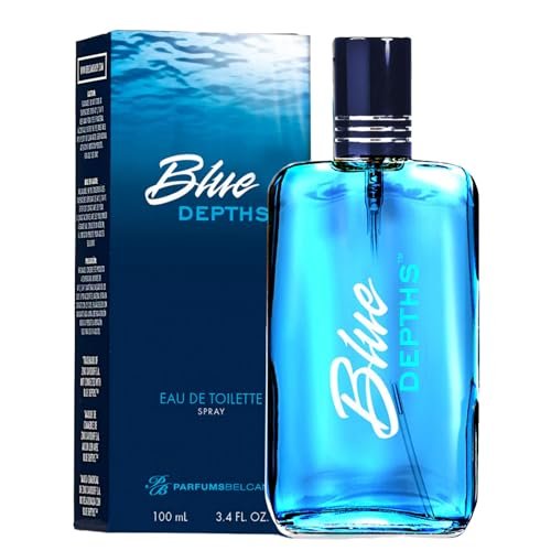 PB ParfumsBelcam Blue Depths Eau de Toilette for Men - Fresh Aquatic Cologne with Crisp Citrus, Warm Musk & Amber - 3.4 Fl Oz - görsel 2