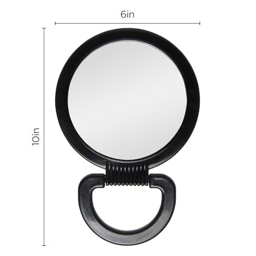 Diane Hand Mirror – Double-Sided 1X and 3X Magnification, Lightweight Portable Handheld Mirror with Handle, Ideal for Makeup, Shaving, & Everyday Beauty, Compact Size for Travel & Gym – 6" Diameter - görsel 9