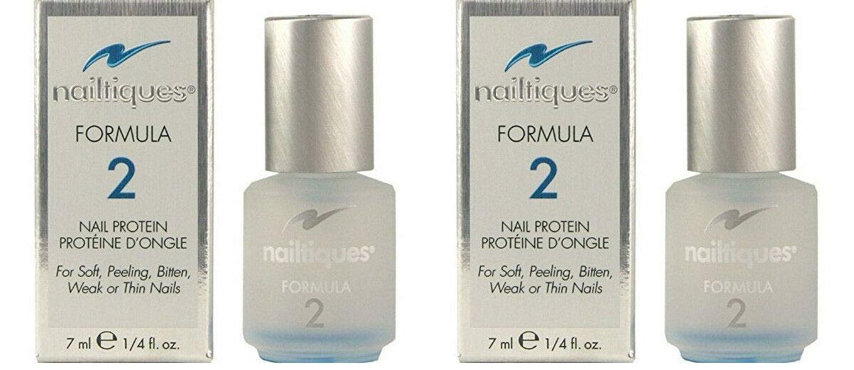 Nailtiques Nail Protein Formula 2 - Strengthening Treatment for Weak, Peeling Nails (Pack of 2, 0.13 oz Each) Avelisse