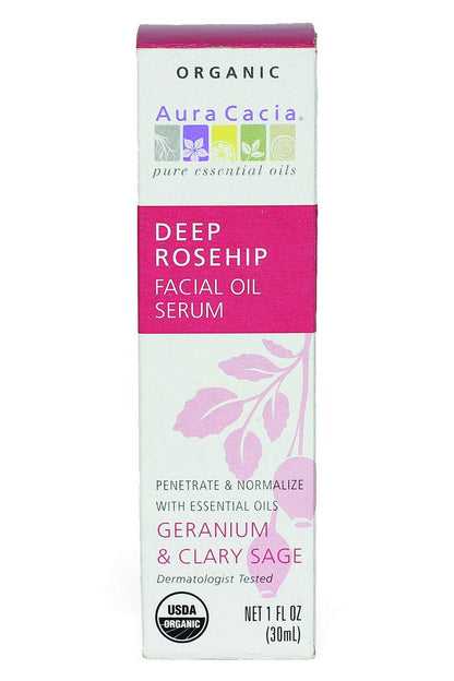 Aura Cacia Organic Deep Rosehip Facial Serum – 1 oz Soothing Moisture-Preserving Oil, Pure & Free from Synthetic Additives Avelisse