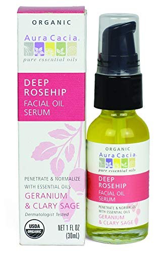 Aura Cacia Organic Deep Rosehip Facial Serum – 1 oz Soothing Moisture-Preserving Oil, Pure & Free from Synthetic Additives Avelisse