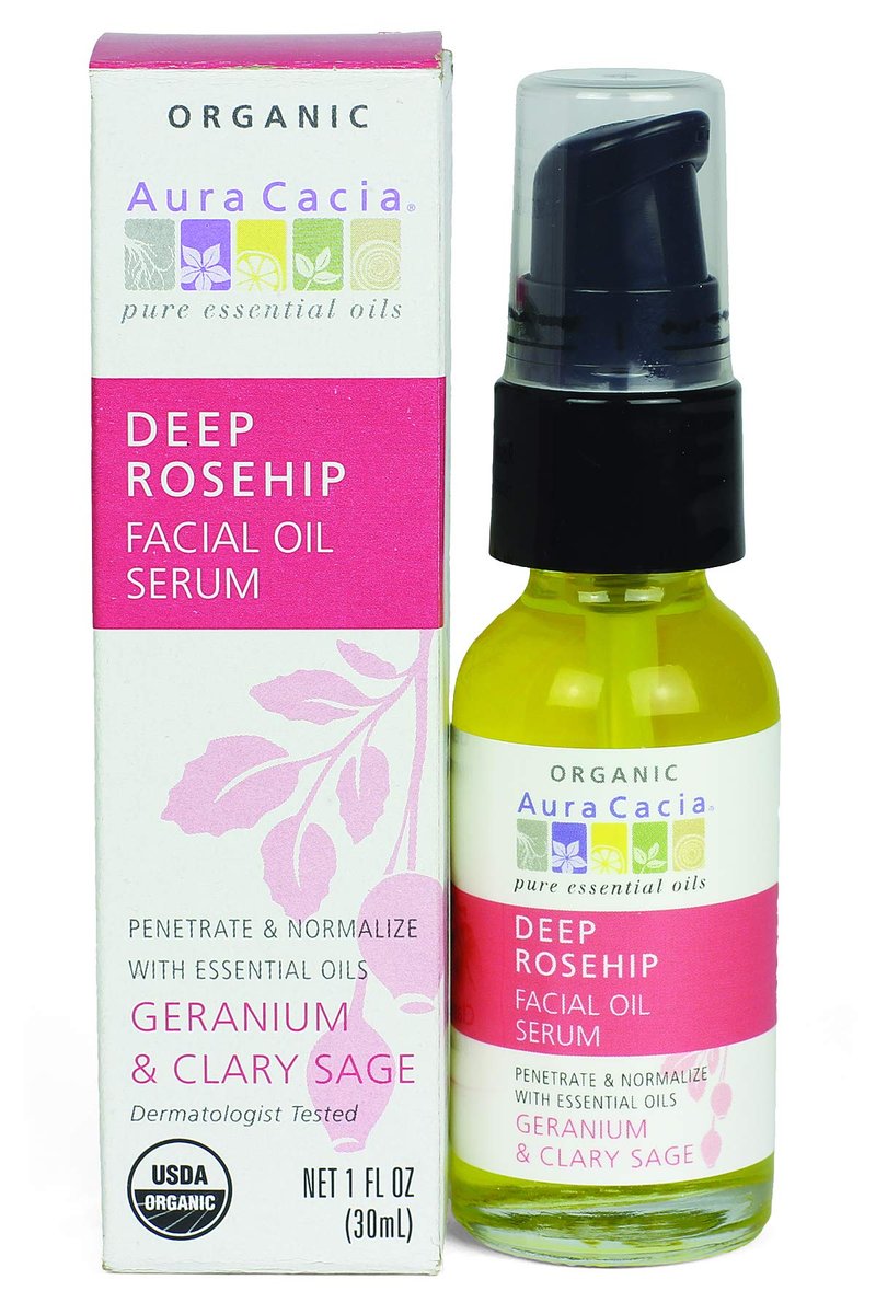 Aura Cacia Organic Deep Rosehip Facial Serum – 1 oz Soothing Moisture-Preserving Oil, Pure & Free from Synthetic Additives Avelisse