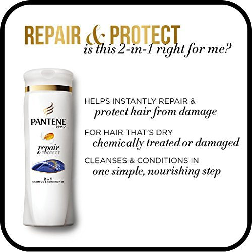 Pantene Pro-V 2-in-1 Shampoo & Conditioner, Repair & Protect with Keratin, 12.6 oz Avelisse