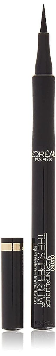 L'Oreal Paris Infallible Super Slim Long-Lasting Liquid Eyeliner - Ultra-Fine Felt Tip, Quick Drying Formula, Black, 1 Count