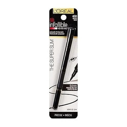 L'Oreal Paris Infallible Super Slim Long-Lasting Liquid Eyeliner - Ultra-Fine Felt Tip, Quick Drying Formula, Black, 1 Count