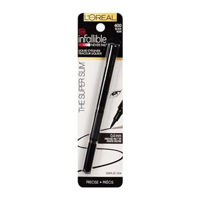 L'Oreal Paris Infallible Super Slim Long-Lasting Liquid Eyeliner - Ultra-Fine Felt Tip, Quick Drying Formula, Black, 1 Count