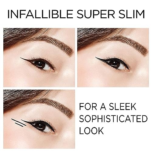 L'Oreal Paris Infallible Super Slim Long-Lasting Liquid Eyeliner - Ultra-Fine Felt Tip, Quick Drying Formula, Black, 1 Count - görsel 10