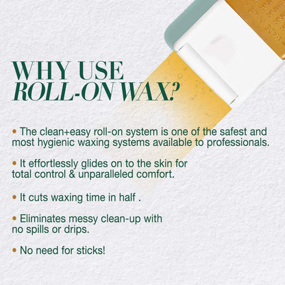 Clean + Easy Large Wax Roller Heads – Roll-On Wax Refill Applicators for Legs & Body Hair Removal, 3 Pack