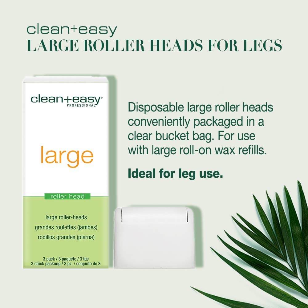 Clean + Easy Large Wax Roller Heads – Roll-On Wax Refill Applicators for Legs & Body Hair Removal, 3 Pack - görsel 4