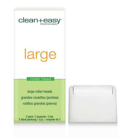Clean + Easy Large Wax Roller Heads – Roll-On Wax Refill Applicators for Legs & Body Hair Removal, 3 Pack