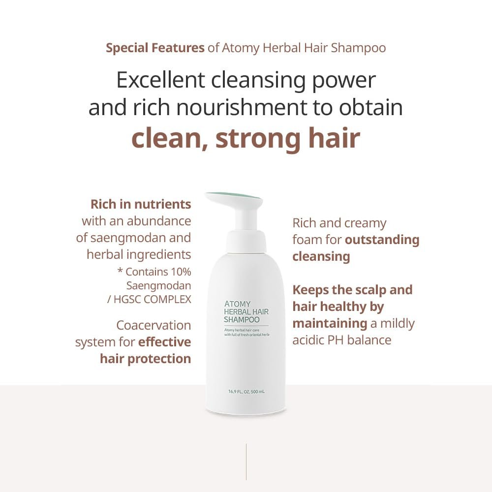 Atomy Herbal Hair Shampoo 500 ml - Sulfate-Free for Hair Growth, Dandruff & Oily Scalp - görsel 4