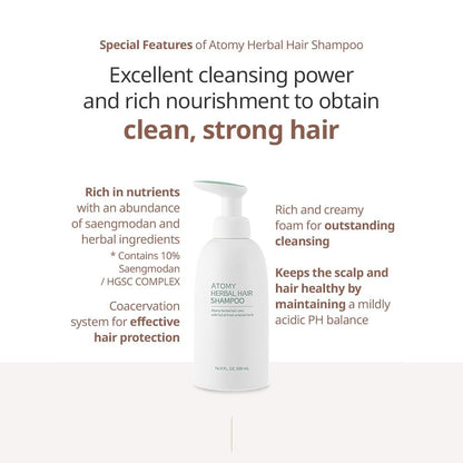 Atomy Herbal Hair Shampoo 500 ml - Sulfate-Free for Hair Growth, Dandruff & Oily Scalp