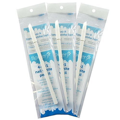 Flowery Nail White Pencil with Cuticle Pusher Cap - Set of 3 - görsel 2