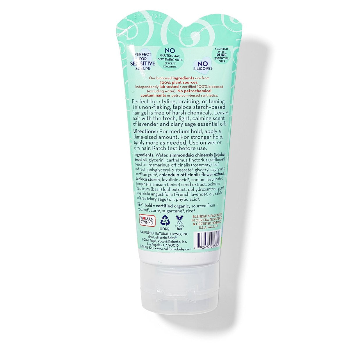 California Baby Calming Hair Gel for Kids - 100% Plant-Based, Medium-Hold, Lavender Scent, Hypoallergenic - 2.9 oz Avelisse