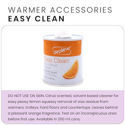Depileve Easy Clean Citric Wax Cleaner and Remover for Warmers and Professional Equipment - Orange Scent - 7.7 oz
