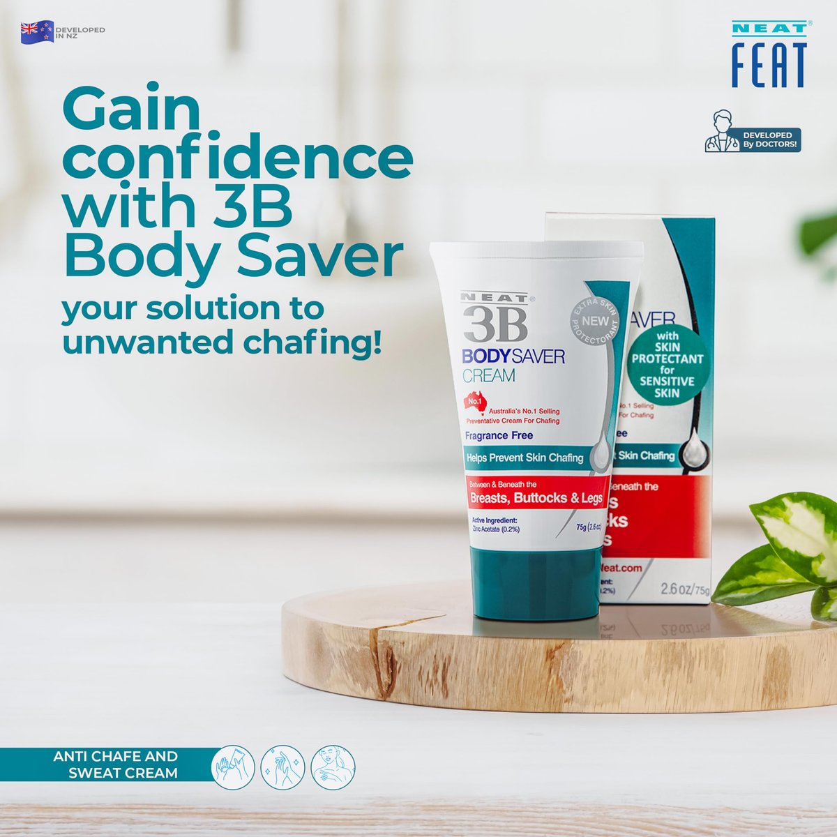 NEAT 3B Body Saver Anti-Chafe & Sweat Rash Cream - 2.6 oz - görsel 5