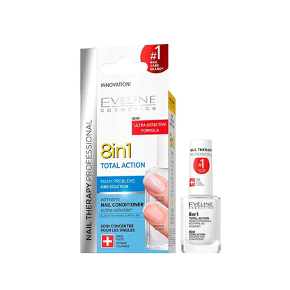 Eveline Cosmetics Total Action 8 In 1 Intensive Nail Treatment and Conditioner – Strengthen & Repair Damaged Nails