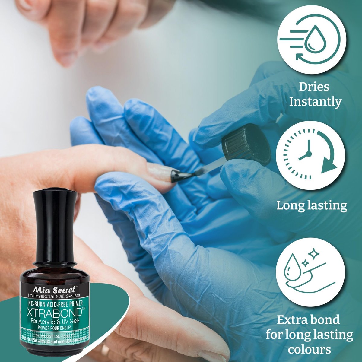 Mia Secret XTRABOND No-Burn Acid-Free Primer 1/2 oz. for Acrylic and UV Gels - görsel 13