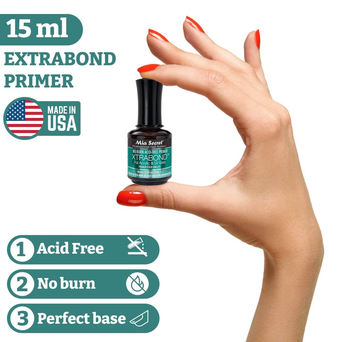 Mia Secret XTRABOND No-Burn Acid-Free Primer 1/2 oz. for Acrylic and UV Gels - görsel 11
